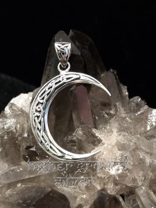 Celtic Crescent Moon Sterling Silver Pendant