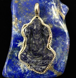 Ganesh Lapis Lazuli Sterling Silver Pendant