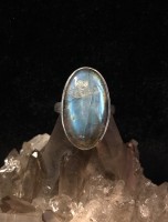 Labradorite Long Oval Ring Size 9