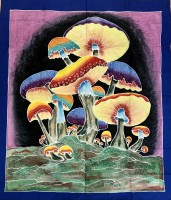 Mushroom Tapestry Small with Blue Border
