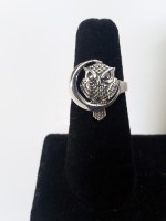 Owl on Crescent Moon Ring