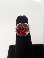 Pentagram Ring with Red Accent