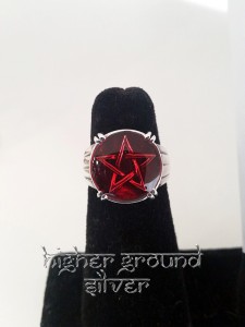 Pentagram Ring with Red Accent