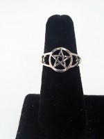 Pentagram Star and Crescent Moon Ring