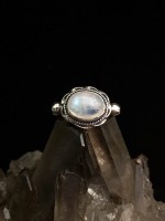 Rainbow Moonstone Horizontal Ring