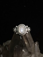 Rainbow Moonstone Teardrop Side Ring