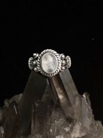 Rainbow Moonstone with Three Dots Ring