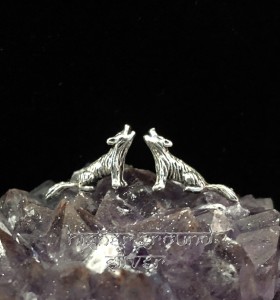 Wolf Stud Earrings Sterling Silver