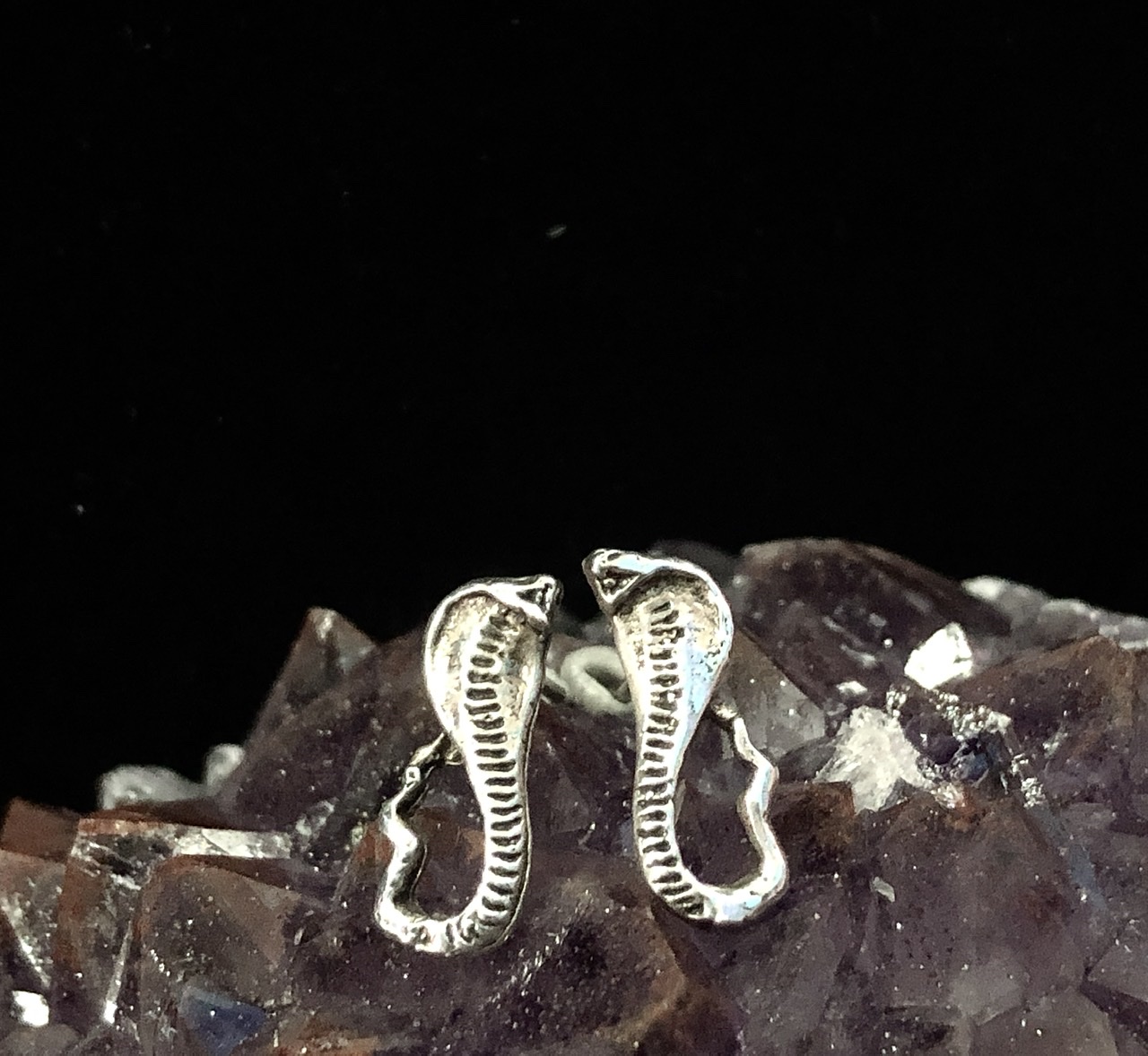 Cobra Tall Stud Earrings Sterling Silver - Click Image to Close