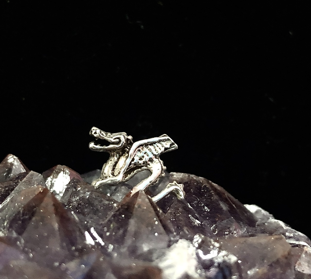 Dragon Winged Stud Earrings Sterling Silver - Click Image to Close