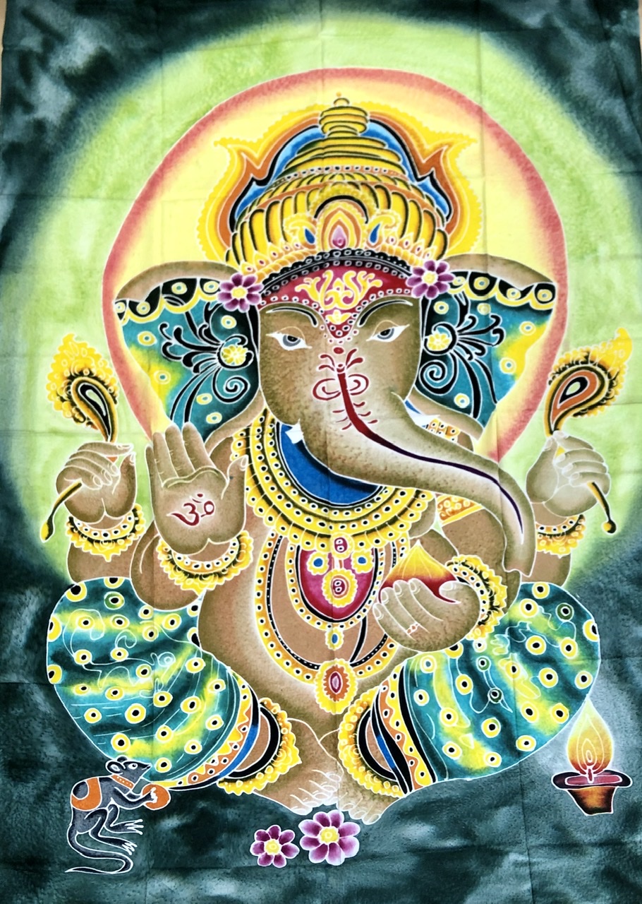 Ganesh Tapestry Green (Large) - Click Image to Close