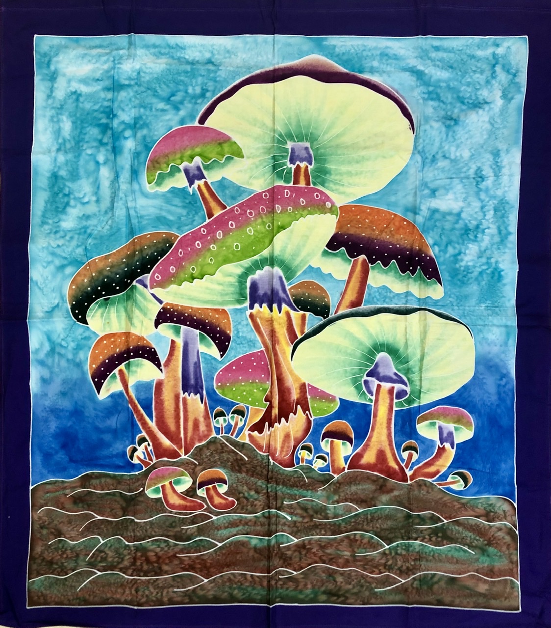 Mushroom Tapestry Small with Purple Border - Click Image to Close