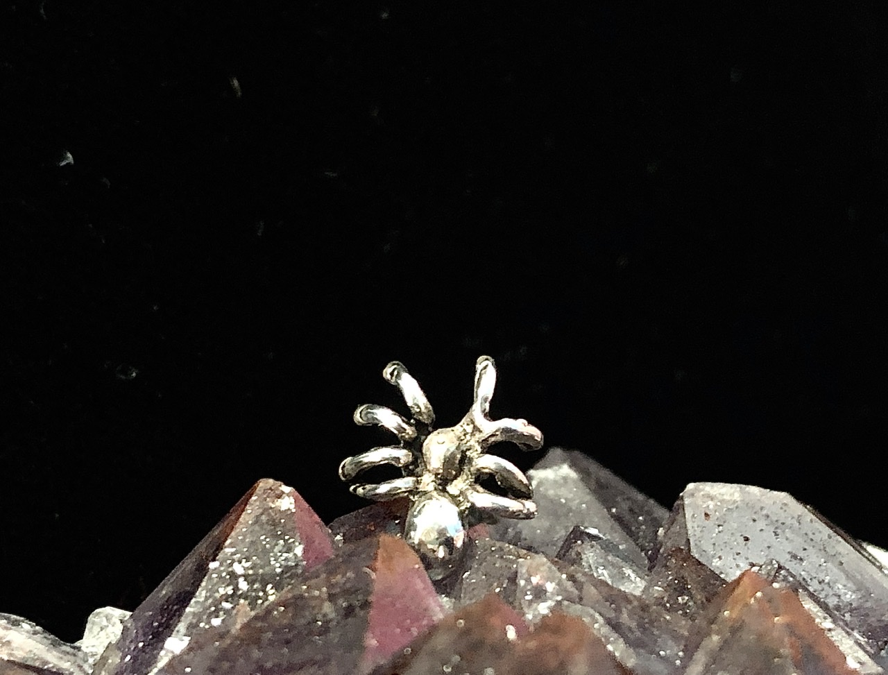 Spider Stud Earrings Sterling Silver - Click Image to Close