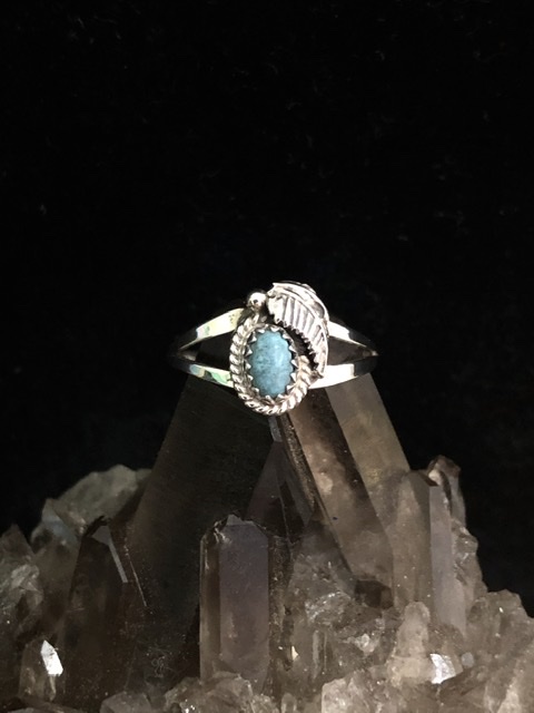 Turquoise with Leaf Ring - Click Image to Close