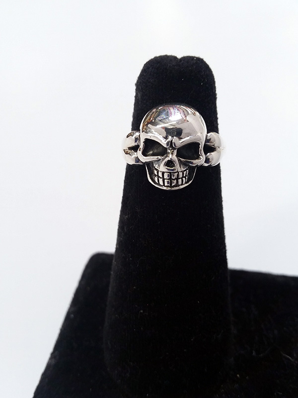 Skull Head Crossbone Band Ring - Click Image to Close