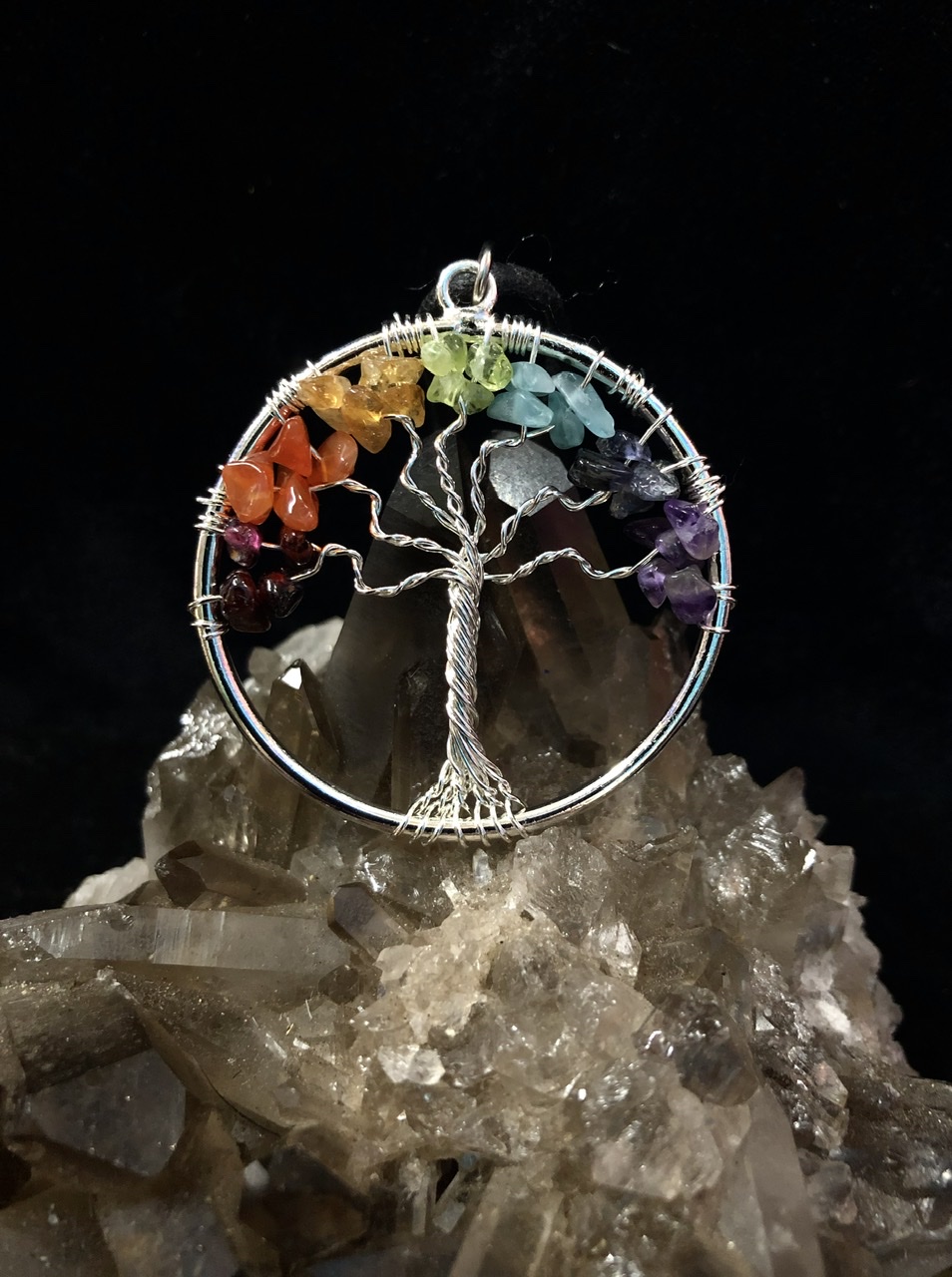 Tree of Life Seven Chakras Stone Necklace - Click Image to Close